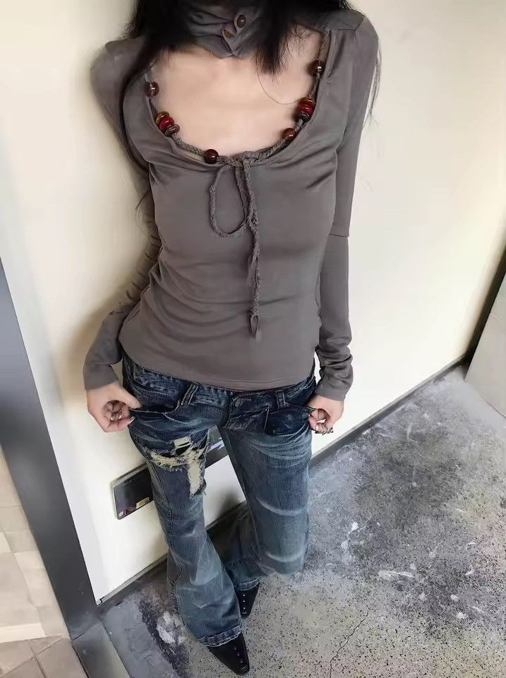 Vintage Y2K Distressed Punk Cross Japanese Bootcut Jeans Size 26" / US 2 / IT 38 - 6 Thumbnail