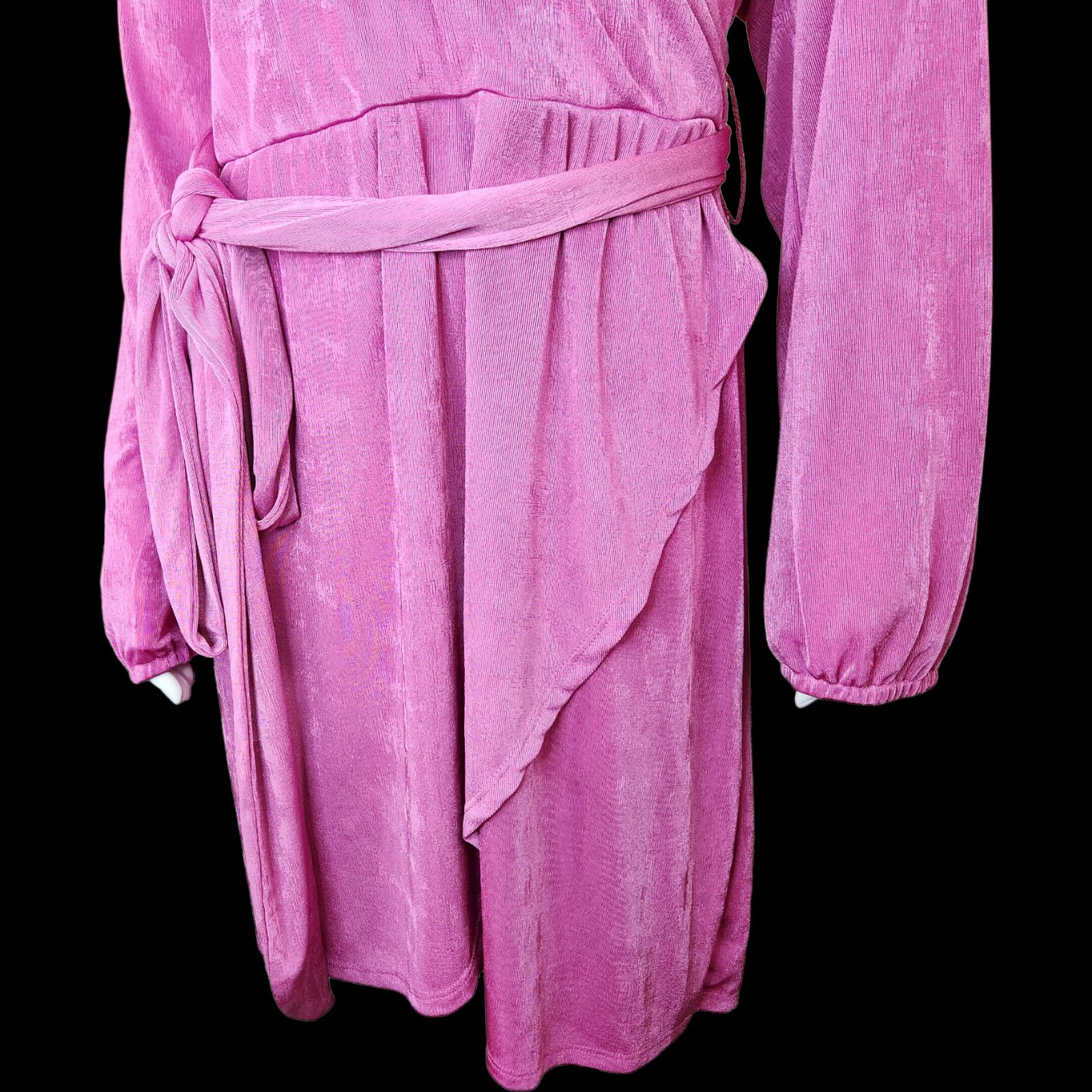 Other Rue 21 Womens 3X Purple Dress V-Neck Tie Waist Long Sleeve Size 3XL / US 20-22 - 3 Thumbnail