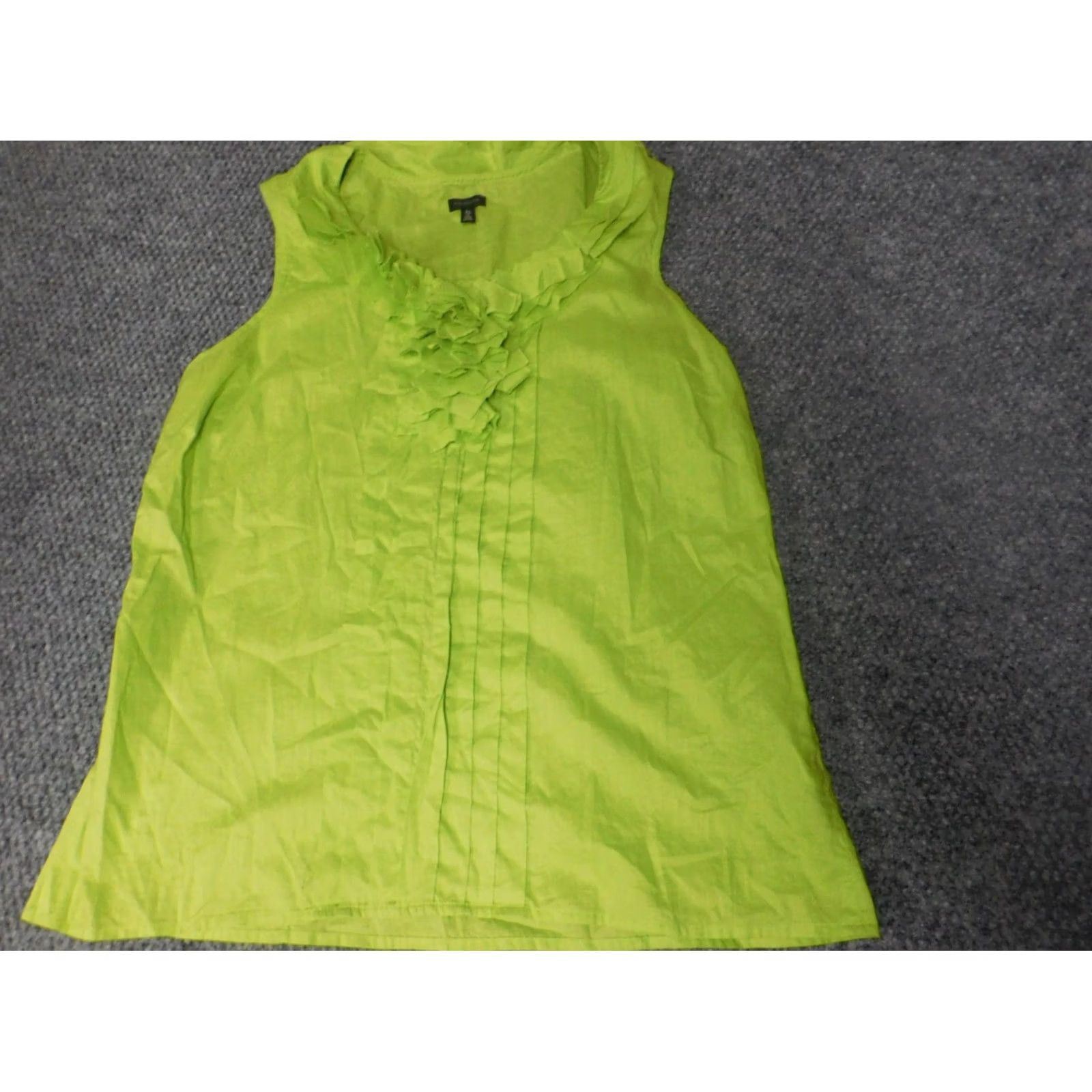 Madison Madison Blouse Shirt Womens Large Green Collared Pullover Sleeveless Casual 100% Cotton Ruffle Casual Vintage No Size L / US 10 / IT 46 - 2 Thumbnail