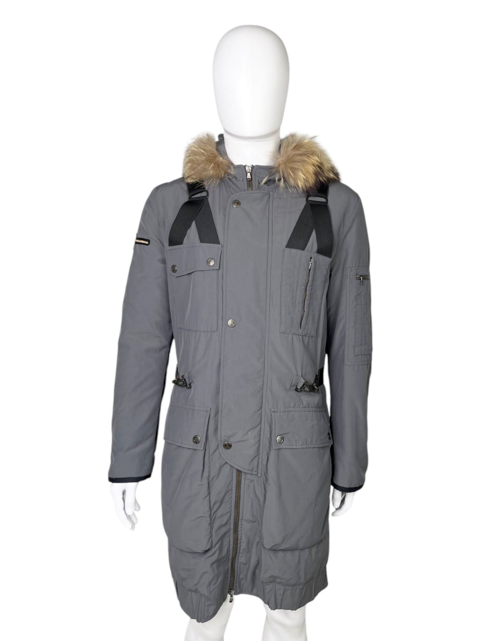 Dolce & Gabbana A/W 2003 Bondage Grey Technical Parka with Fur-Trimmed Hood Size US M / EU 48-50 / 2 - 2 Thumbnail