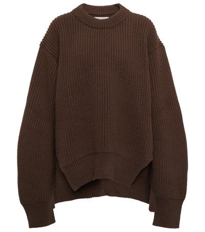 o1loc1c1124 Ribbed Knit Jumper in Brown