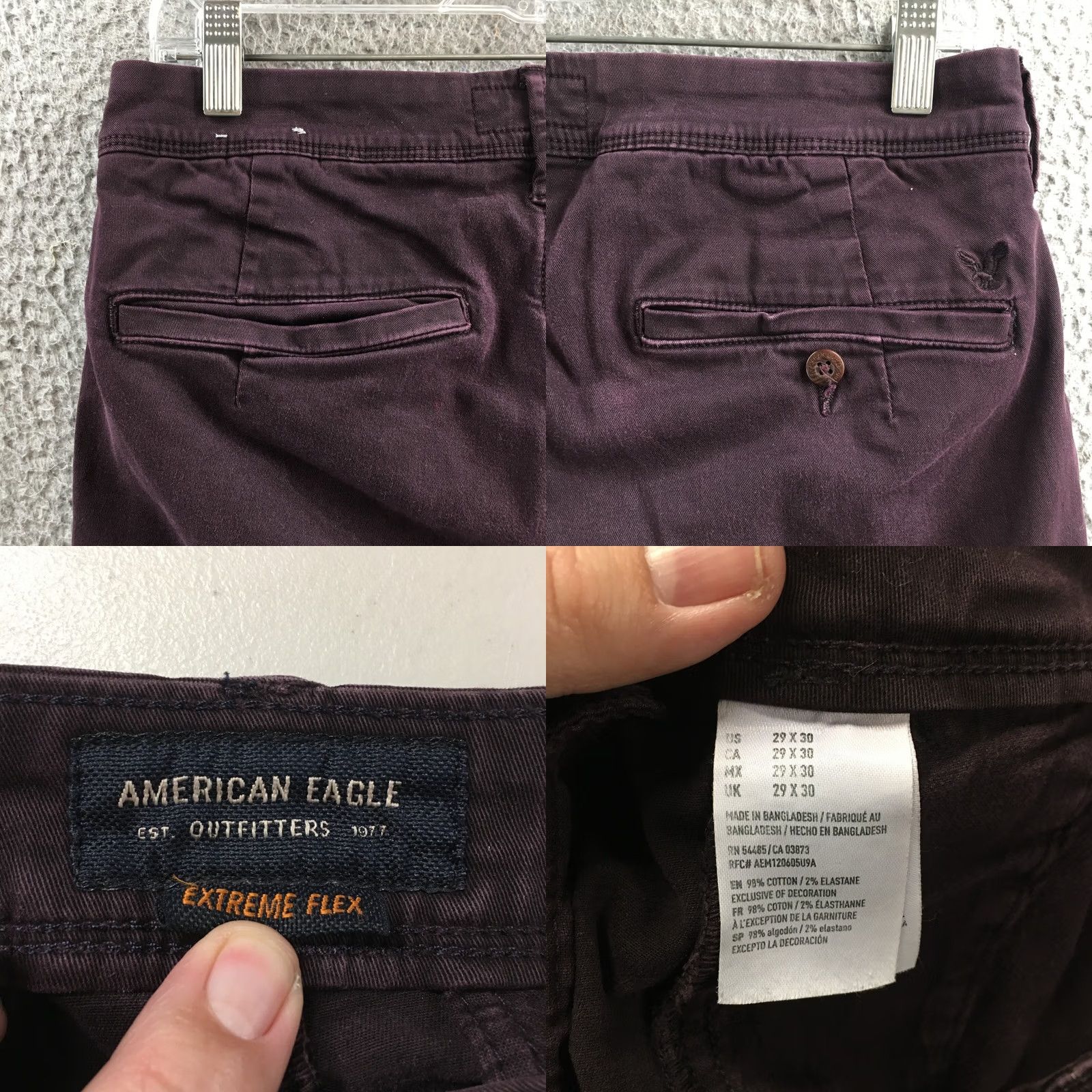 American Eagle Outfitters American Eagle Skinny Chino Pants Mens 29x30 Purple Mid Rise Chino Pants Mens Regular Purple Mens Boys Womens Size US 29 - 9 Thumbnail