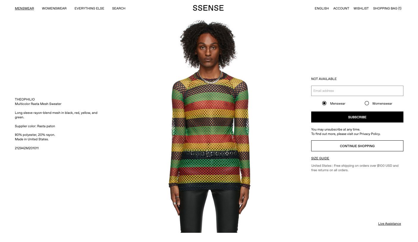 Theophilio Multicolor Rasta Mesh Sweater