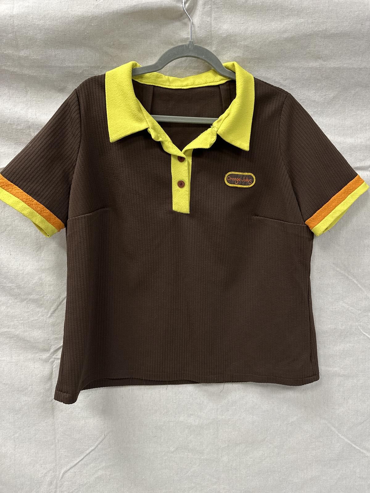Designer Vintage Orange Julius Polo Shirt - Brown with Yellow Accents Size M / US 6-8 / IT 42-44 - 1 Thumbnail