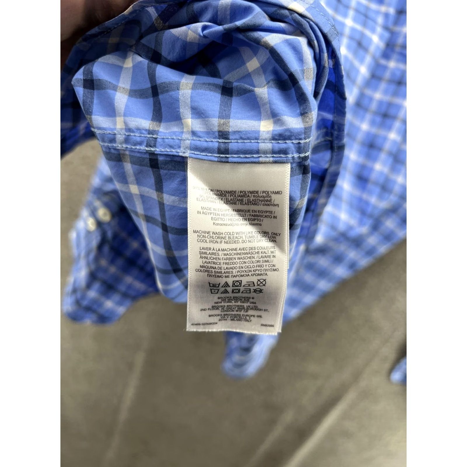 Brooks Brothers VINTAGE Brooks Brothers Shirt Mens XL Blue Plaid Button Front Fleece Stretch Size US XL / EU 56 / 4 - 3 Thumbnail