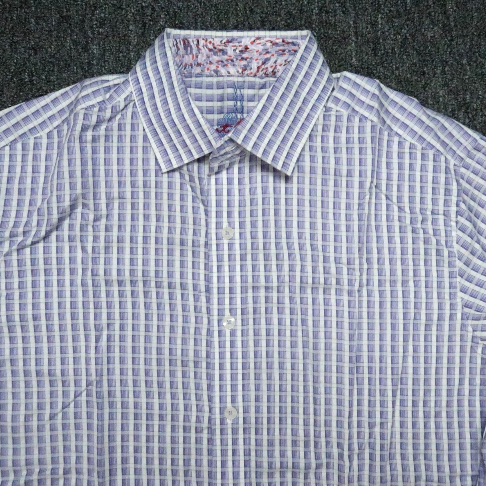 Robert Graham Robert Graham Shirt Men Medium Purple White Check Flip Cuff Long Sleeve Button Size US M / EU 48-50 / 2 - 2 Thumbnail