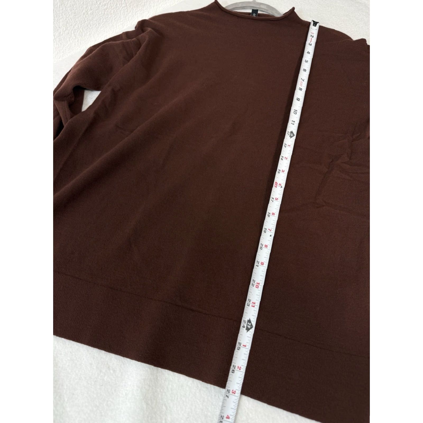 Eileen Fisher EILEEN FISHER Top Tunic Long Sleeve Brown XS XXS Womens Pullover Stretch Mock Neck Shirt Size XXS / US 00 / IT 34 - 2 Thumbnail