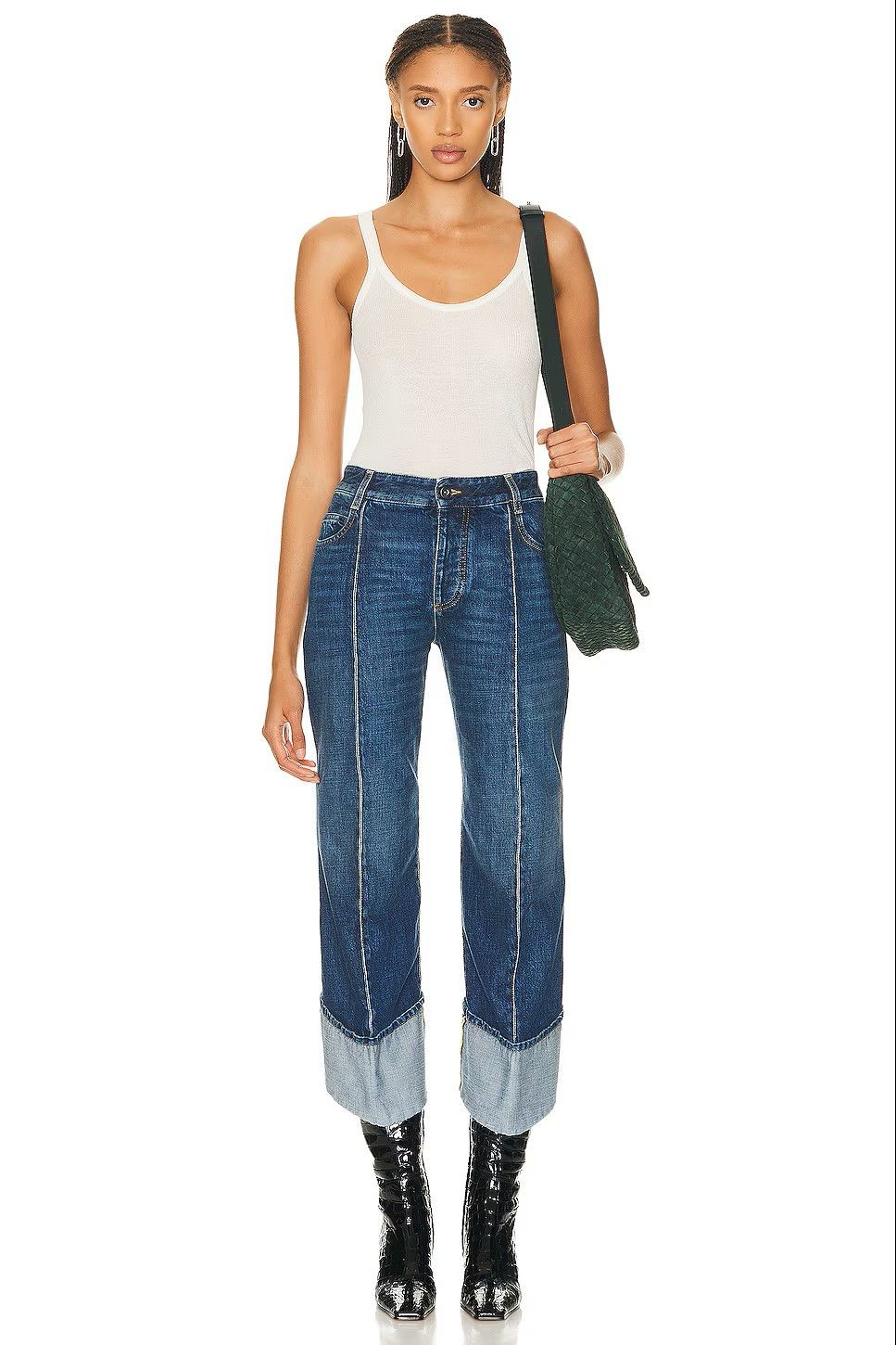 Bottega Veneta Mid Blue Curved Shape Cropped Jeans Size 30" / US 8 / IT 44 - 6 Thumbnail