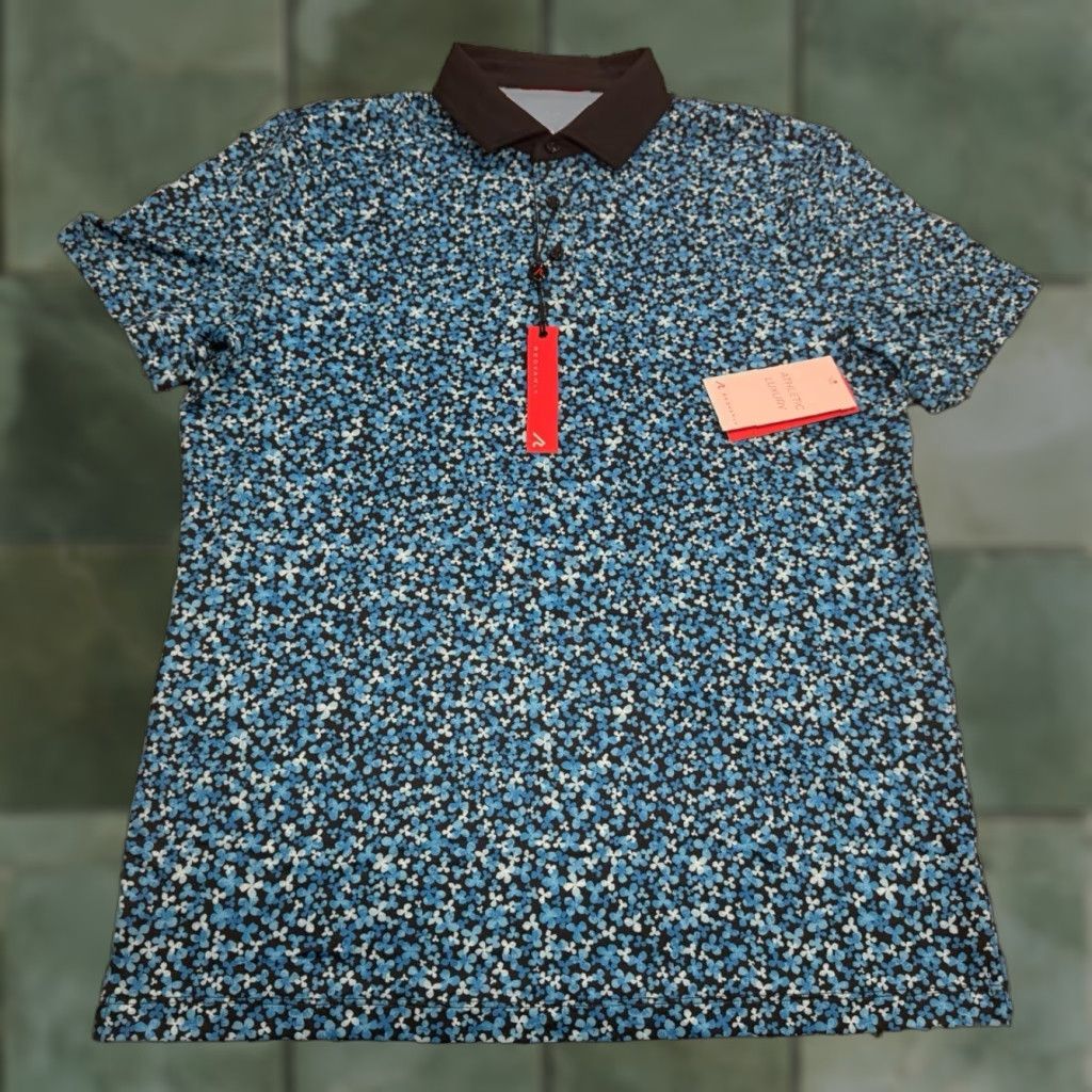 Vintage Redvanly Golf Shirt Polo Brewer Floral Print Sz M Malibu Blue Performance Men Size US M / EU 48-50 / 2 - 1 Thumbnail