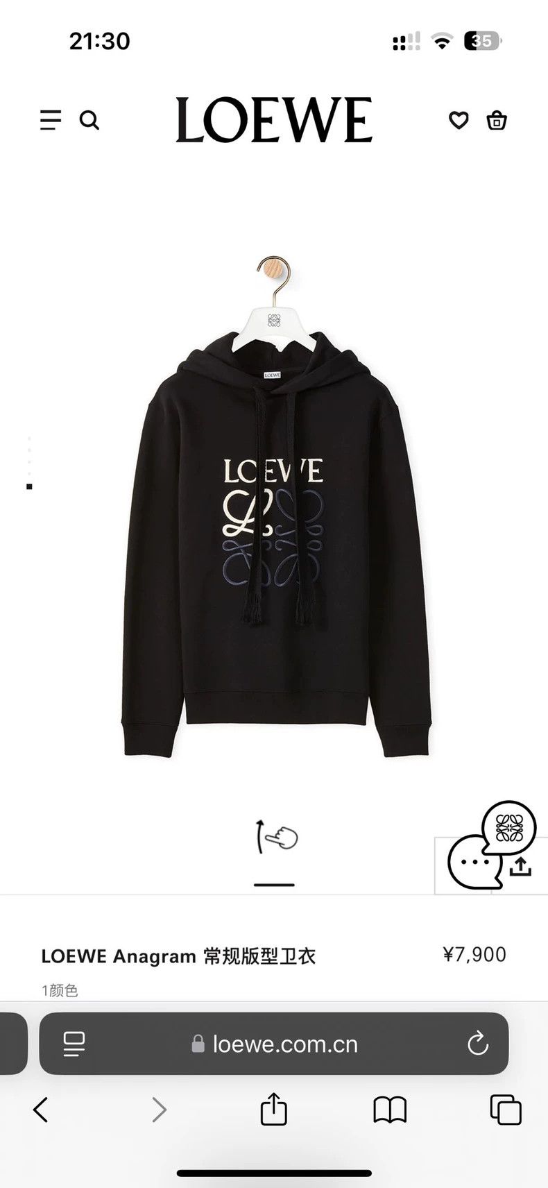Loewe LOEWE Embroidered hooded sweater, classic. Size US L / EU 52-54 / 3 - 4 Thumbnail