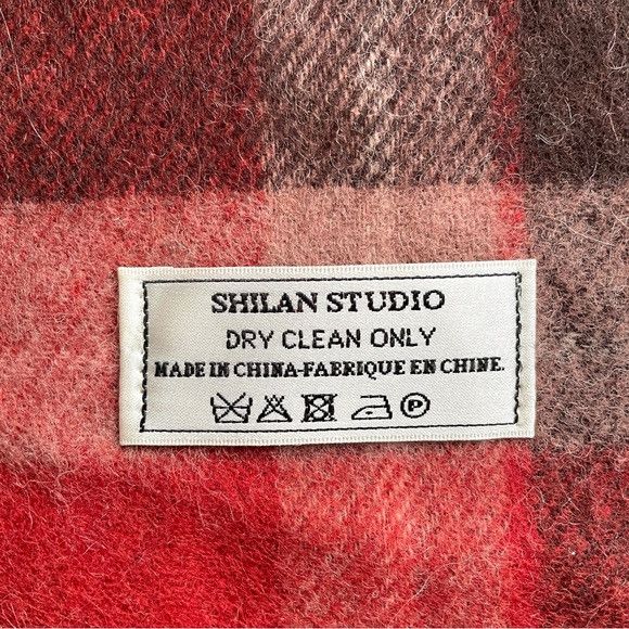 Other Red Brown Plaid Wool Fringed Scarf - 100% Wool, Unisex🧣 Size ONE SIZE - 6 Thumbnail