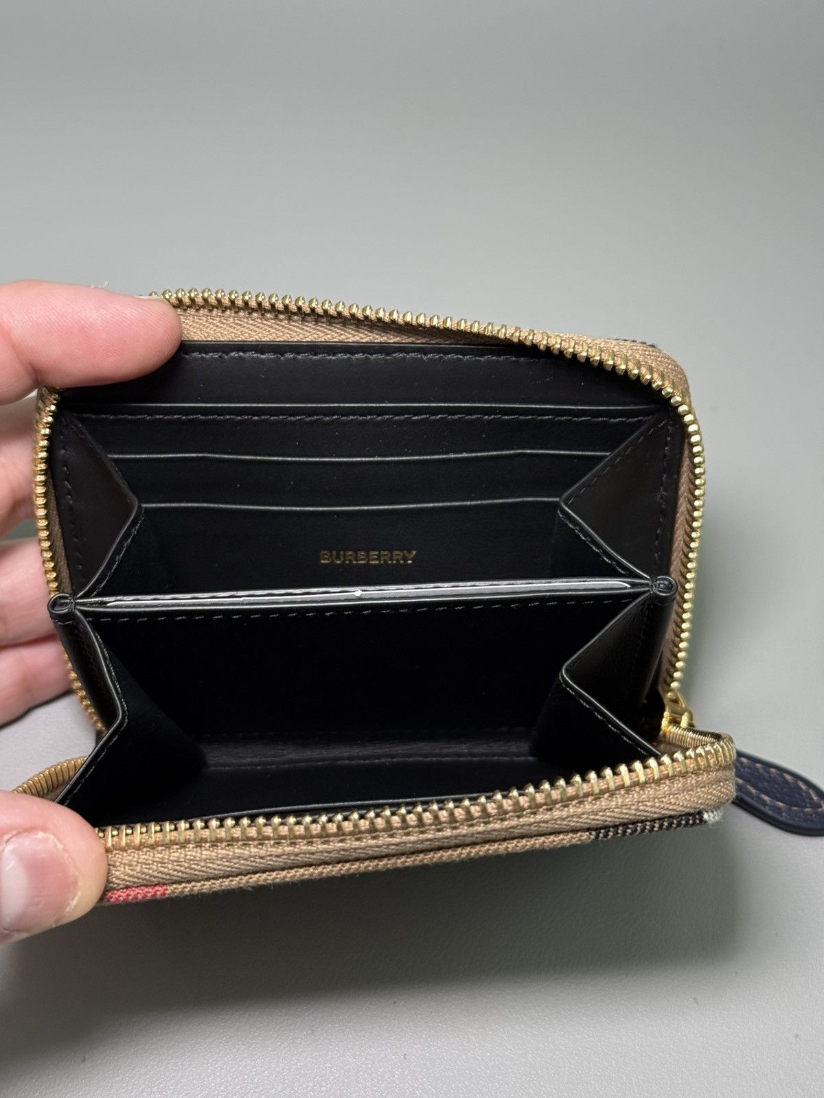 Burberry Burberry Mini Check Zip Wallet – Dark Blue – Brand New Size ONE SIZE - 5 Thumbnail