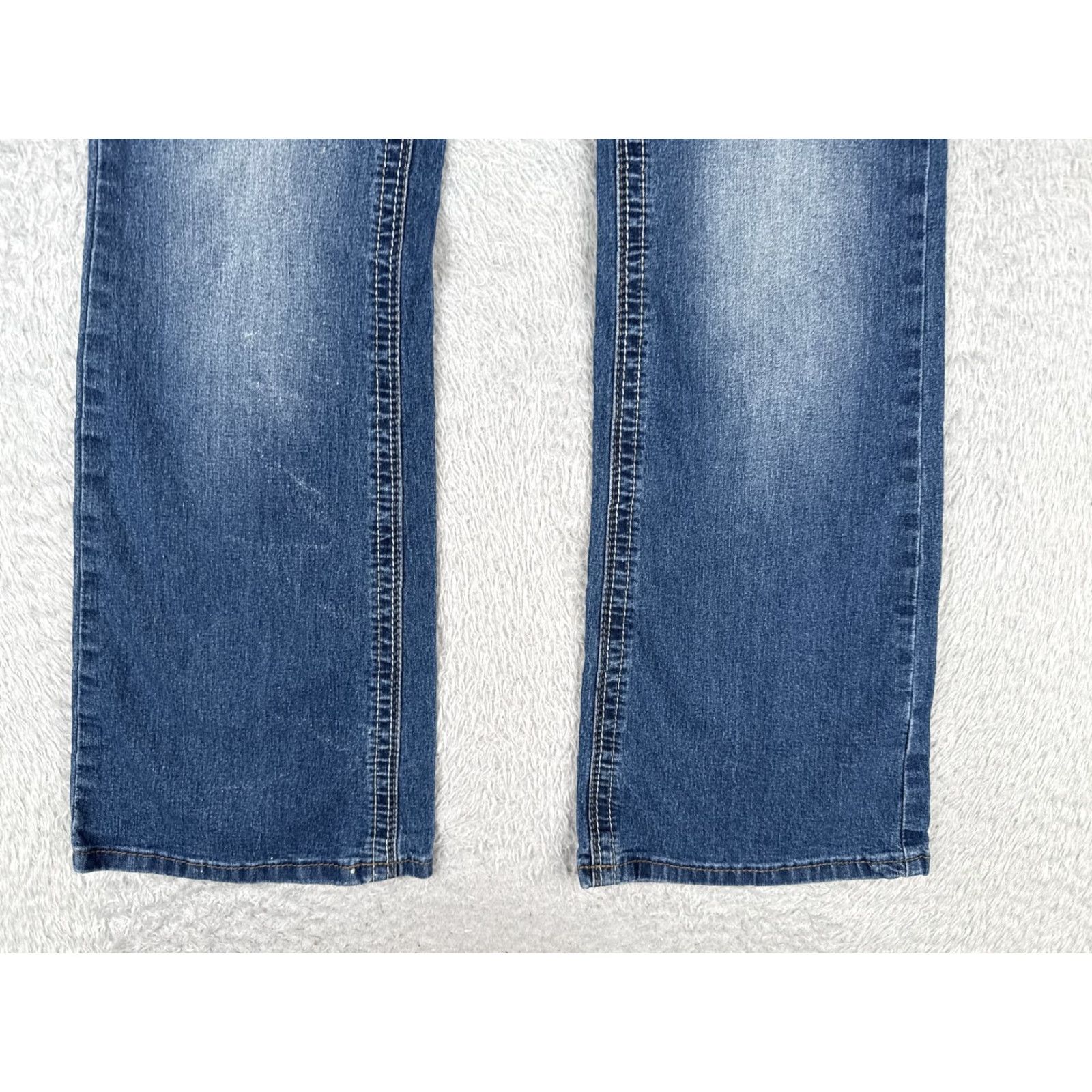 Denime Be-girl BASIC Jeans Womens 29 Bootcut Denim Stretch Embroidered Pockets 5-Pocket Blue Size 29" - 2 Thumbnail
