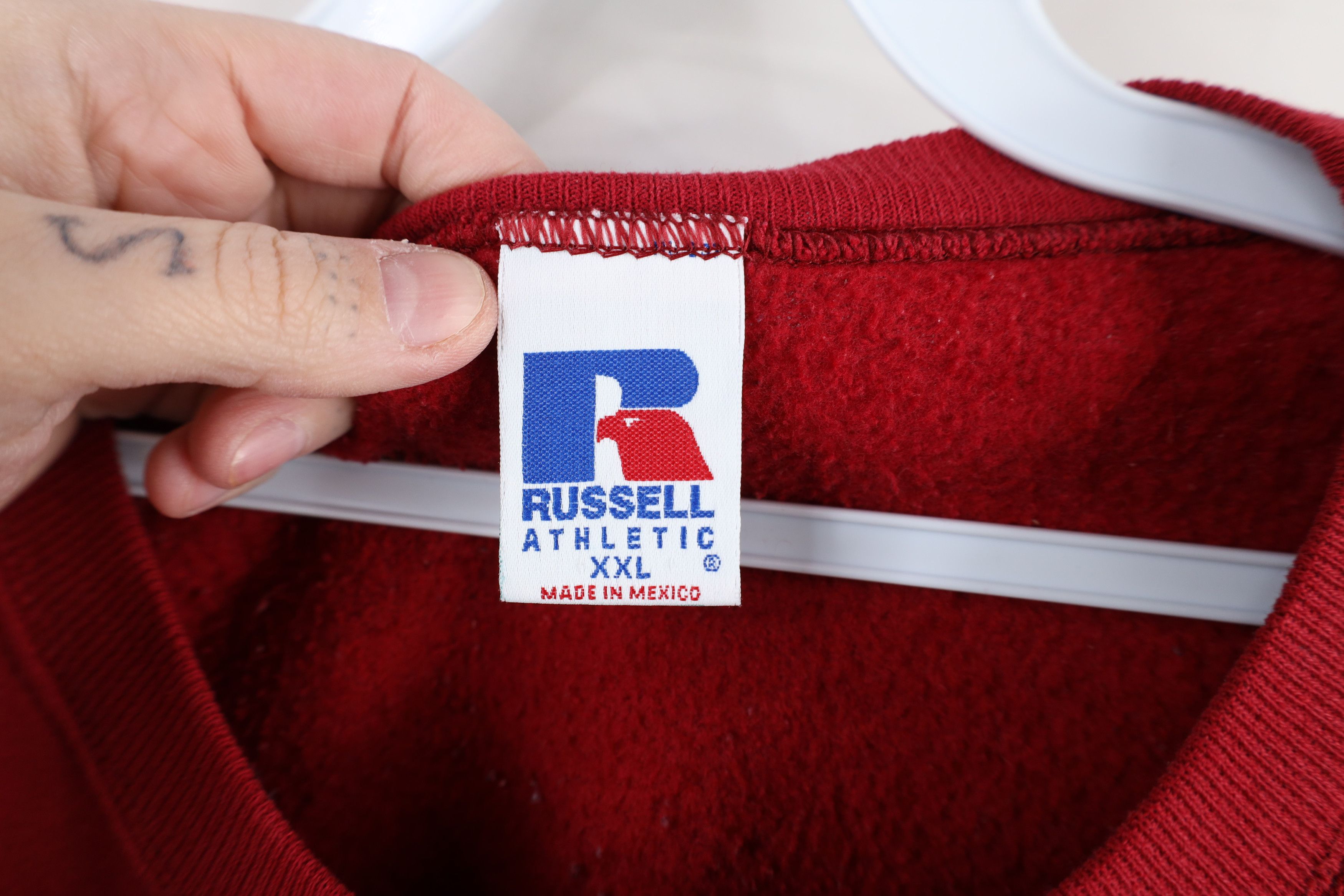 Russell Athletic × Vintage Vintage 90s Russell Athletic Blank Crewneck Sweatshirt Red Size US XXL / EU 58 / 5 - 8 Thumbnail