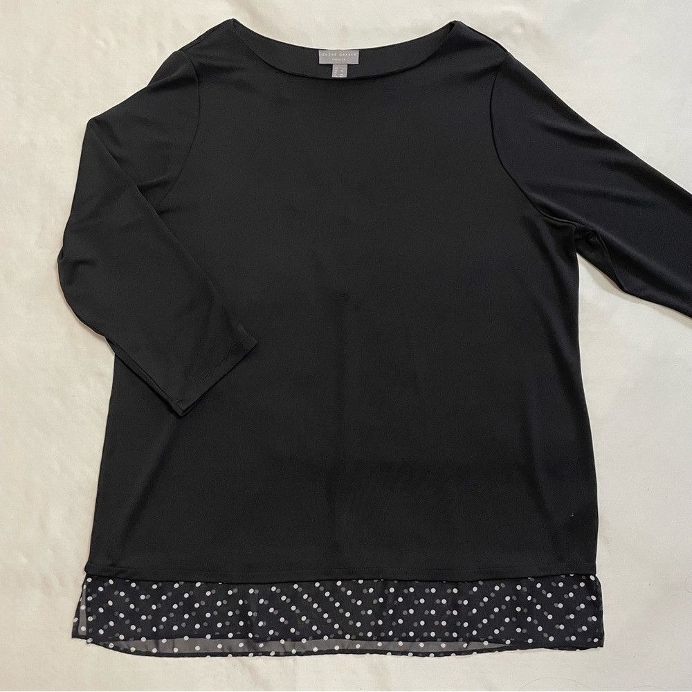 Other Susan Graver Premier Black With Polka Dot Trim Tunic Top Si Size L / US 10 / IT 46 - 8 Thumbnail