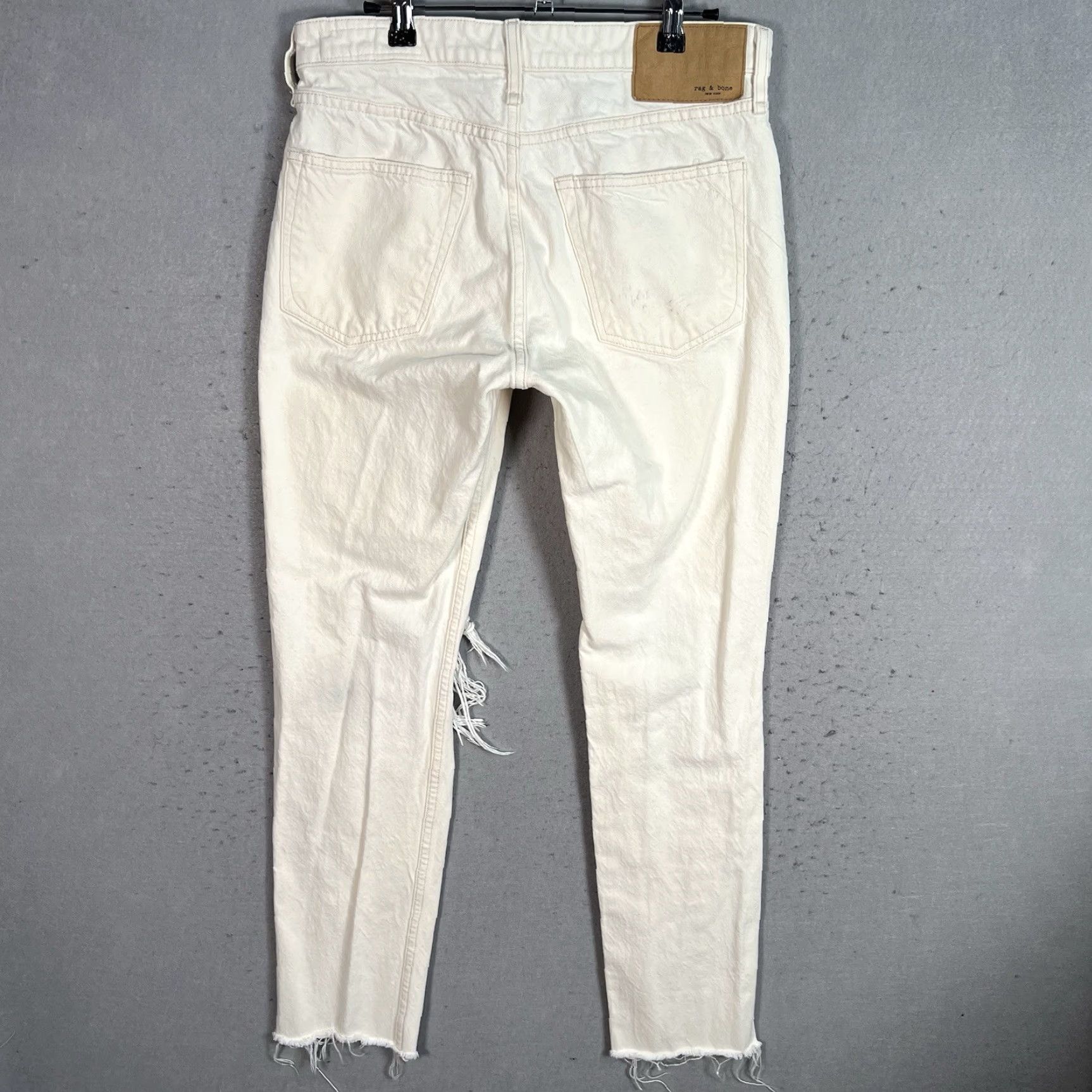 Rag & Bone Rag & bone Womens Jeans 26 White Organic Cotton Rosa Mid-Rise Boyfriend Rip Knee Jeans Size 24" / US 00 / IT 34 - 2 Thumbnail