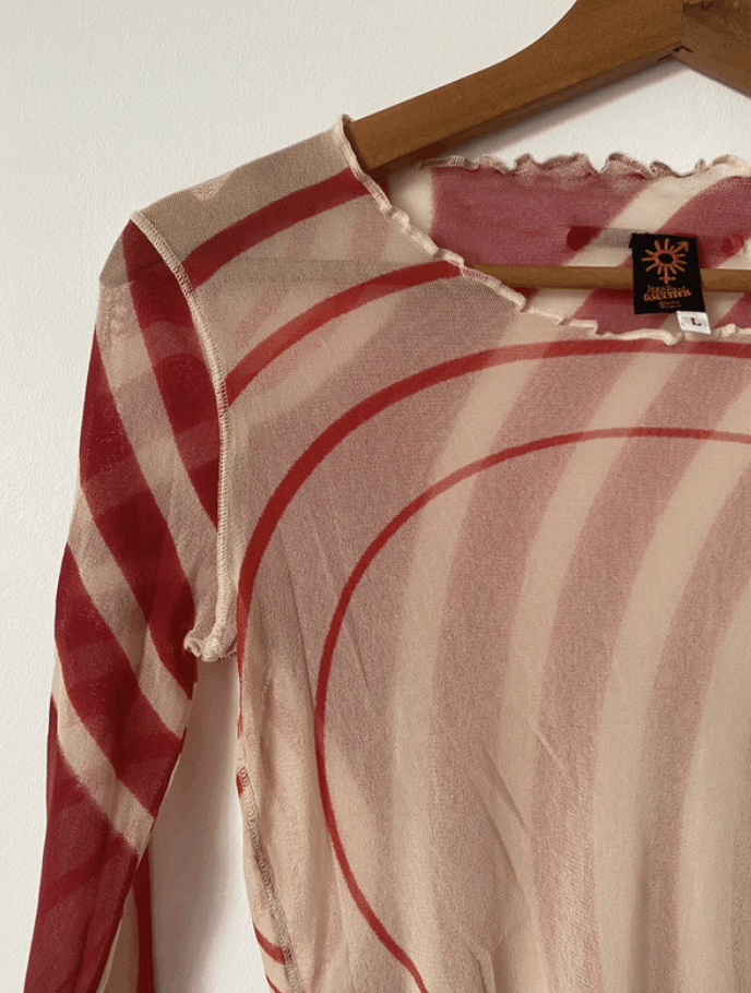 Jean Paul Gaultier × Vintage Jean Paul Gaultier Mesh Top Tattoo Blood Drip Shirt EX0075 Size L / US 10 / IT 46 - 12 Thumbnail