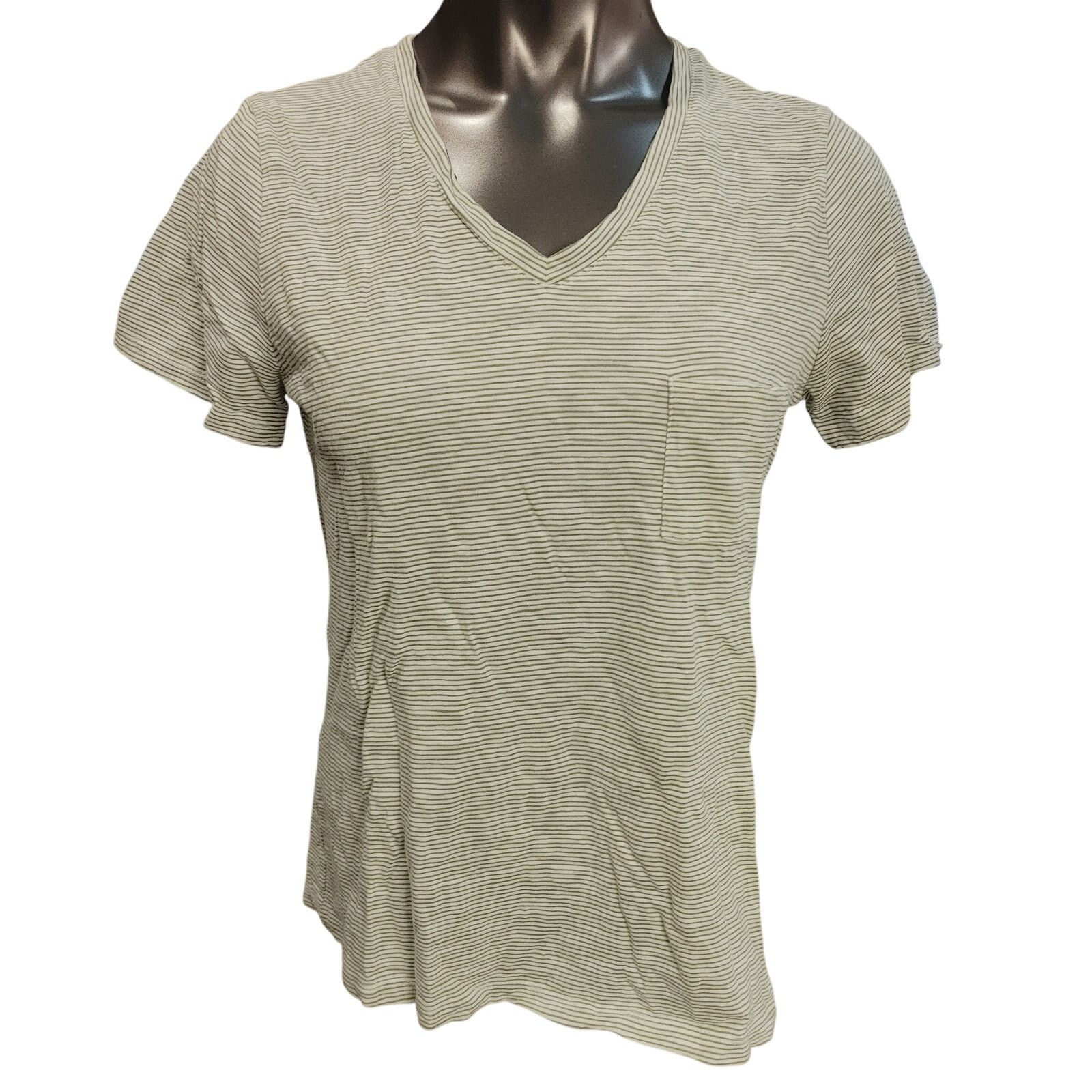 Other Time and Tru Women's M (8-10) Light Gray/White Stripe Tee Size M / US 6-8 / IT 42-44 - 1 Thumbnail