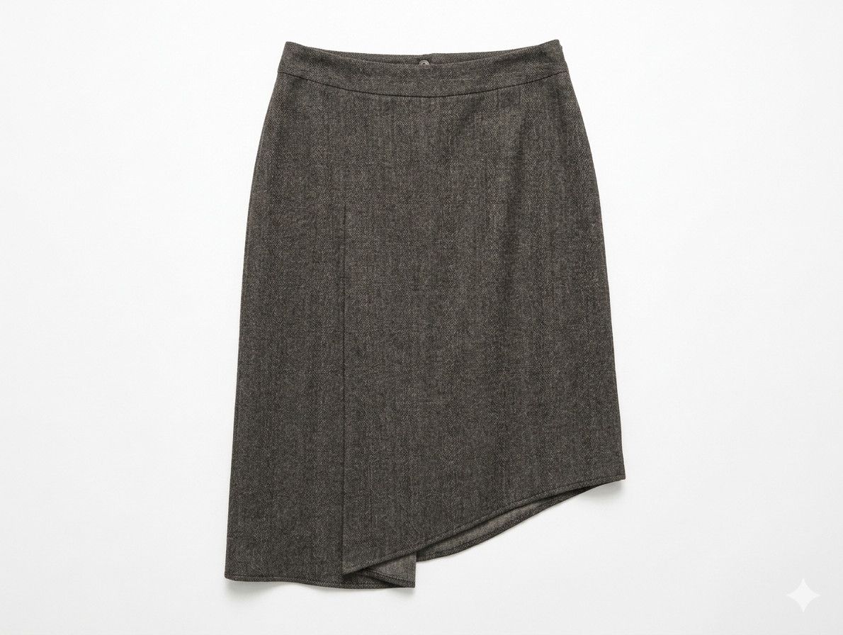 Max Mara 'S Max Mara Gray Herringbone Virgin Wool Asymmetric Skirt Size 27" / US 4 / IT 40 - 1 Thumbnail
