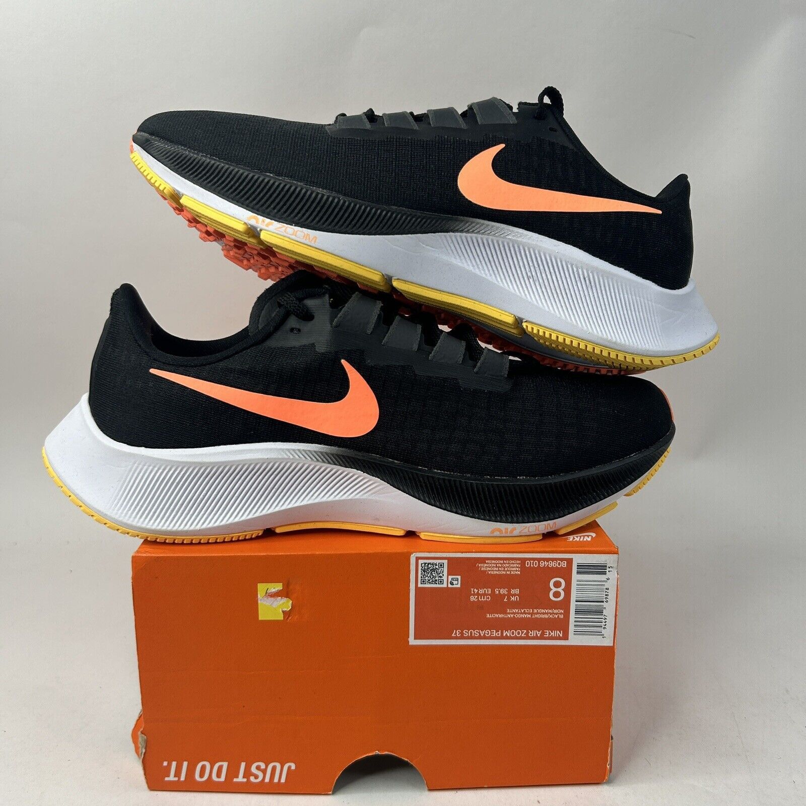 Nike Nike Air Zoom Pegasus 37 “Black Bright Mango” 2024 Size US 8 / EU 41 - 1 Thumbnail