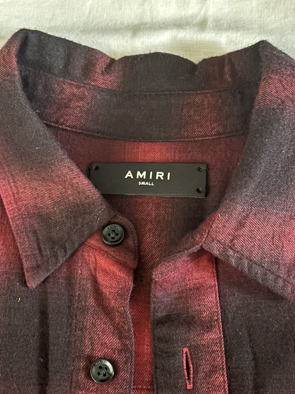 Amiri Amiri Red & Black Plaided Flannel With Frayed Hem Size US S / EU 44-46 / 1 - 2 Thumbnail