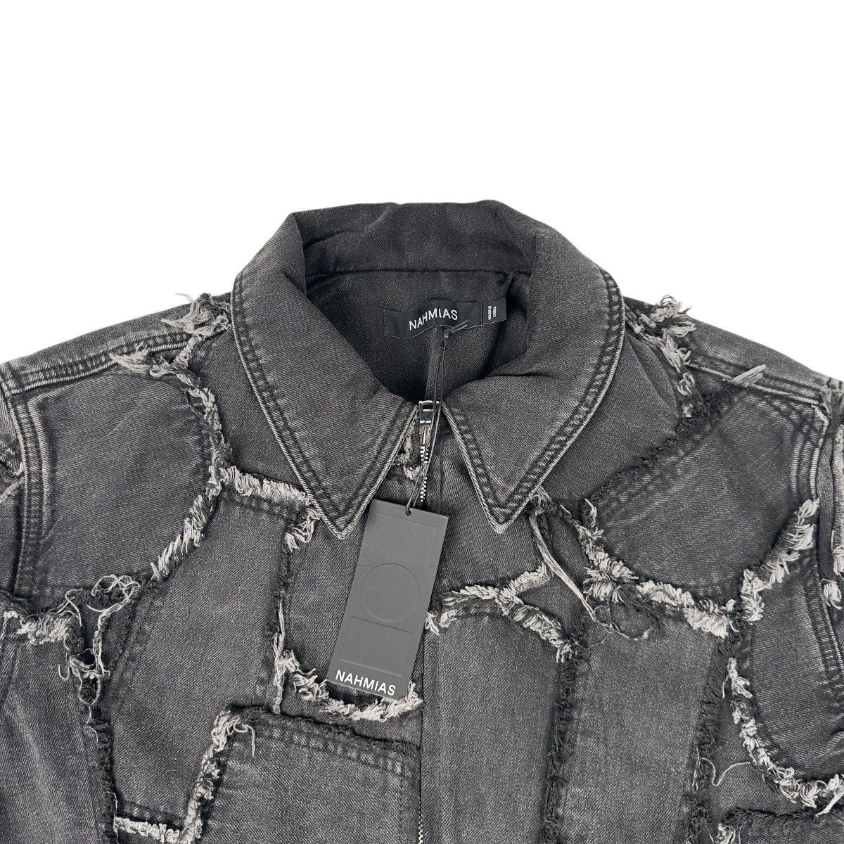Nahmias Nahmias Distressed Black Denim Patchwork Jacket Blazer Size US M / EU 48-50 / 2 - 2 Thumbnail