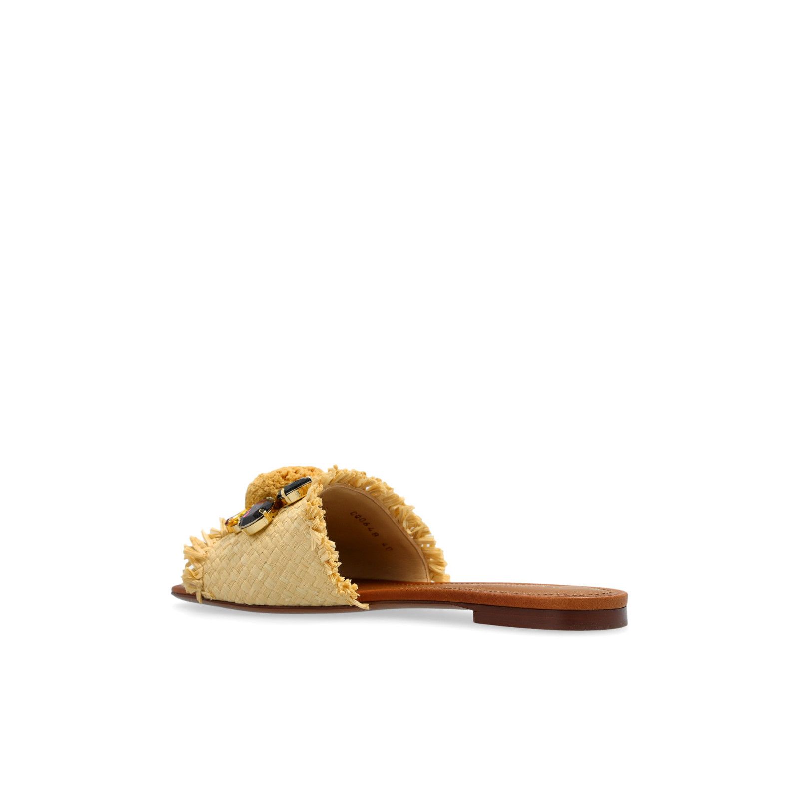 Dolce & Gabbana DOLCE&GABBANA Crystal Beige Raffia Slides New & Authentic (W Size US 10 / IT 40 - 3 Thumbnail