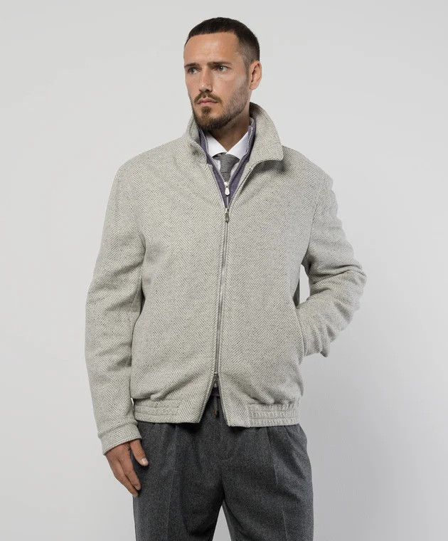 Brunello Cucinelli o1w1db10326 Jacket With Wool in Grey Size US L / EU 52-54 / 3 - 2 Thumbnail