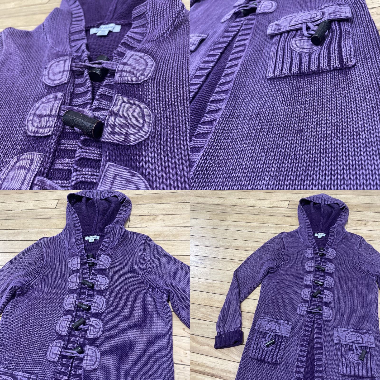 Vintage VINTAGE PBJ Blues Hoodie Cardigan Women S Knit Duster Purple Y2k Boho Long Line Crochet Wood Clasp Adjustable Boutique Sweater Size S / US 4 / IT 40 - 10 Thumbnail