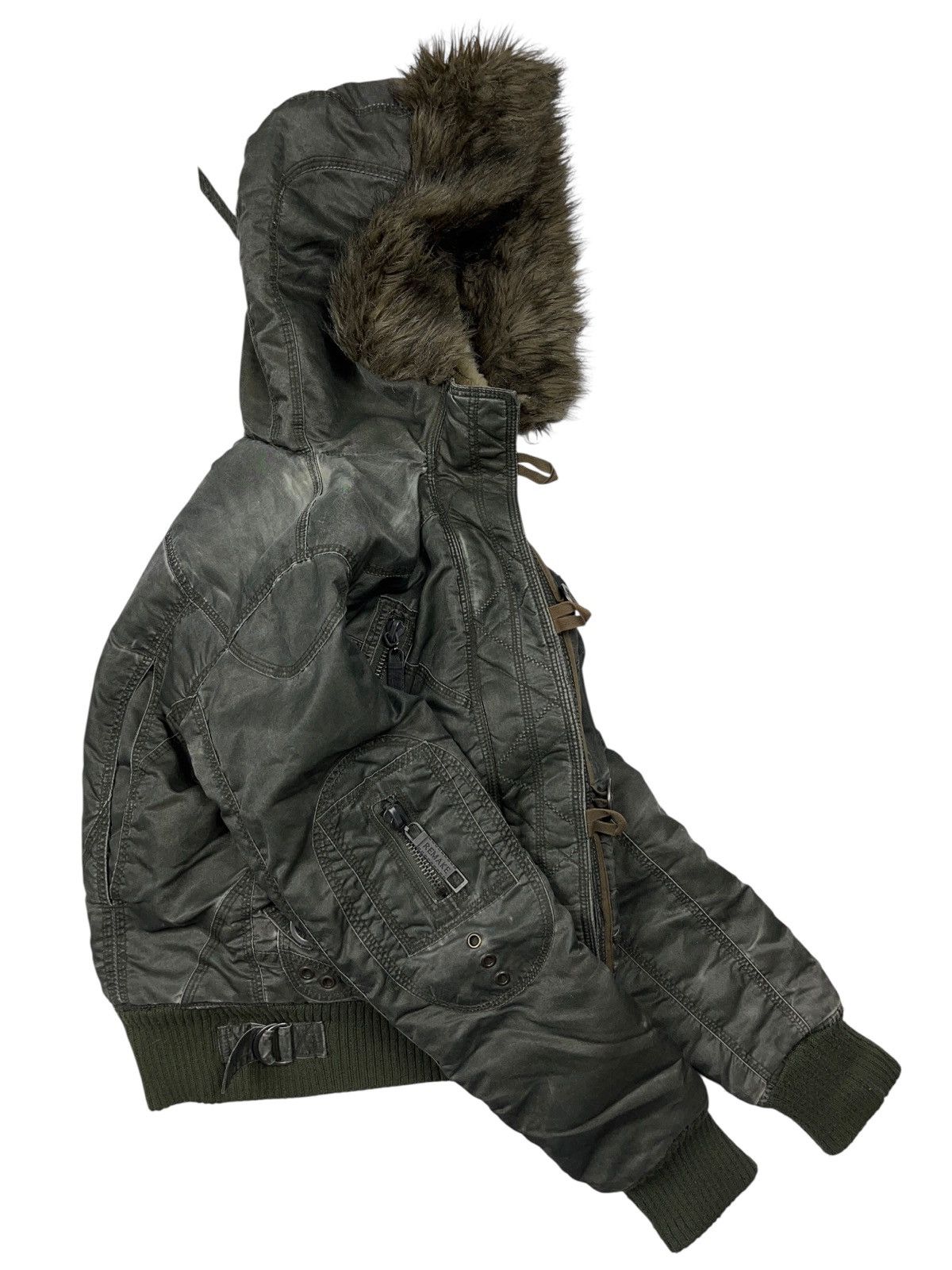 If Six Was Nine Vintage y2k Cropped Faux Fur Alaska Bomber Jacket Washed Size XS / US 0-2 / IT 36-38 - 2 Thumbnail