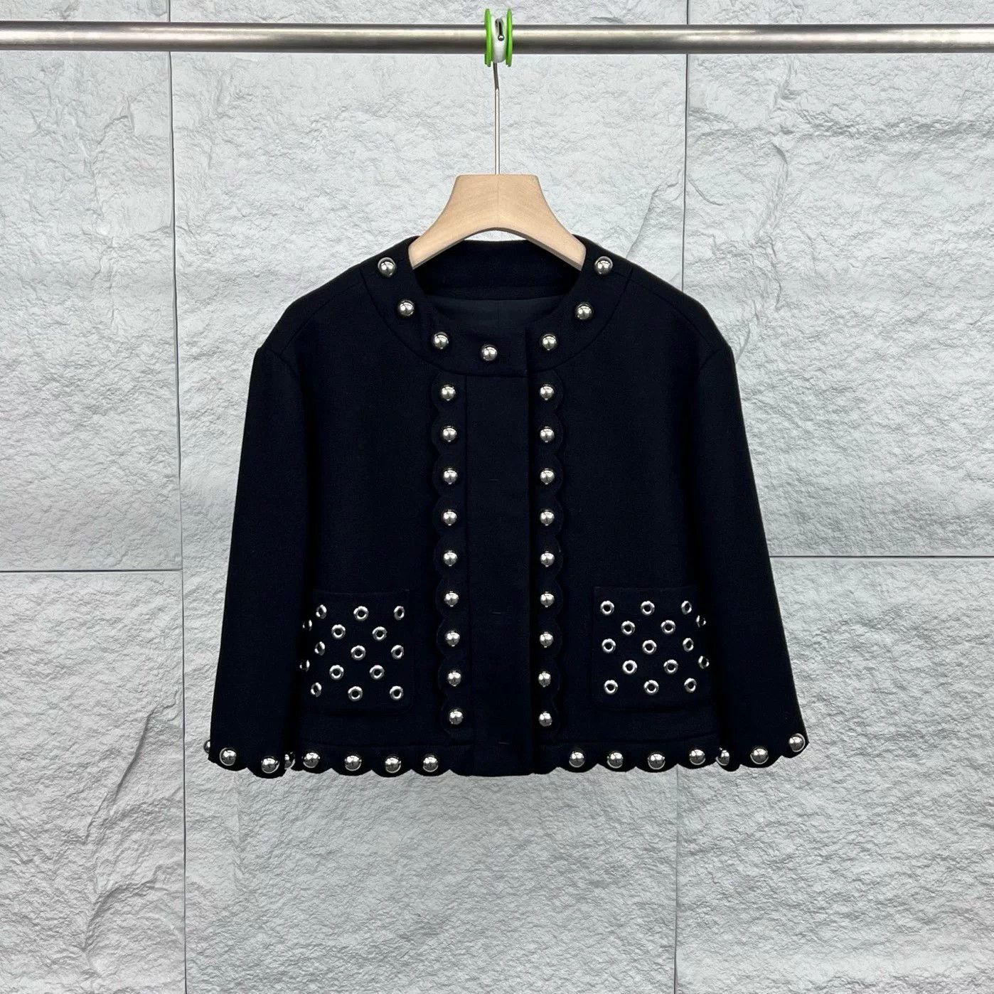 Valentino Valentino Black Studded Wool Jacket Size US XS / EU 42 / 0 - 1 Thumbnail