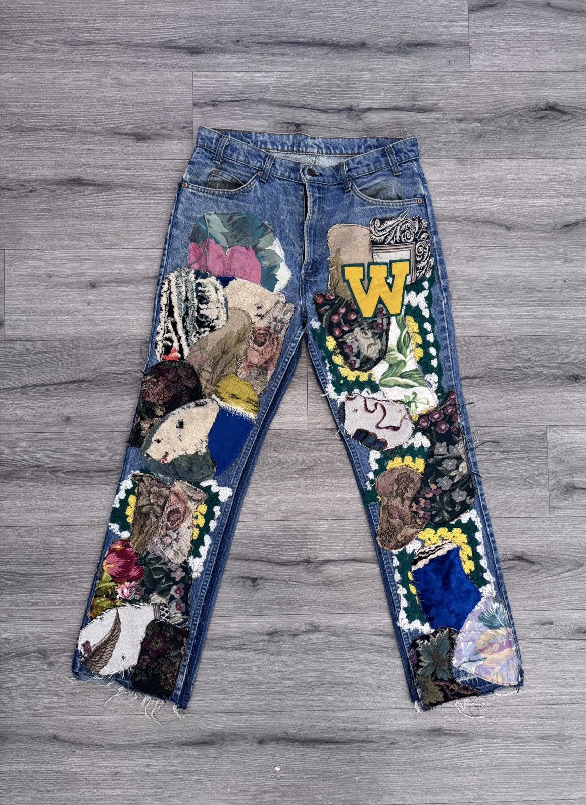 Vintage Vintage patch work jeans Size US 34 / EU 50 - 1 Thumbnail