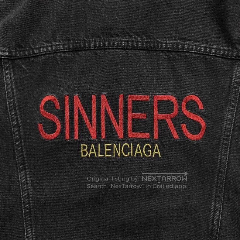 Balenciaga Balenciaga Sinners Embroidered Denim Jacket. Size US M / EU 48-50 / 2 - 4 Thumbnail