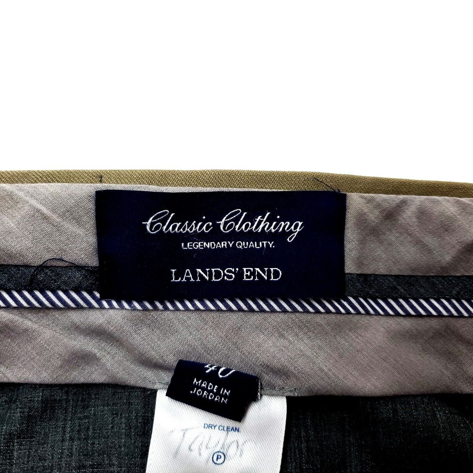 Lands' End Land's End Wool Dress Pants 45/29 Beige Pleated Traditional Size 44R - 5 Thumbnail