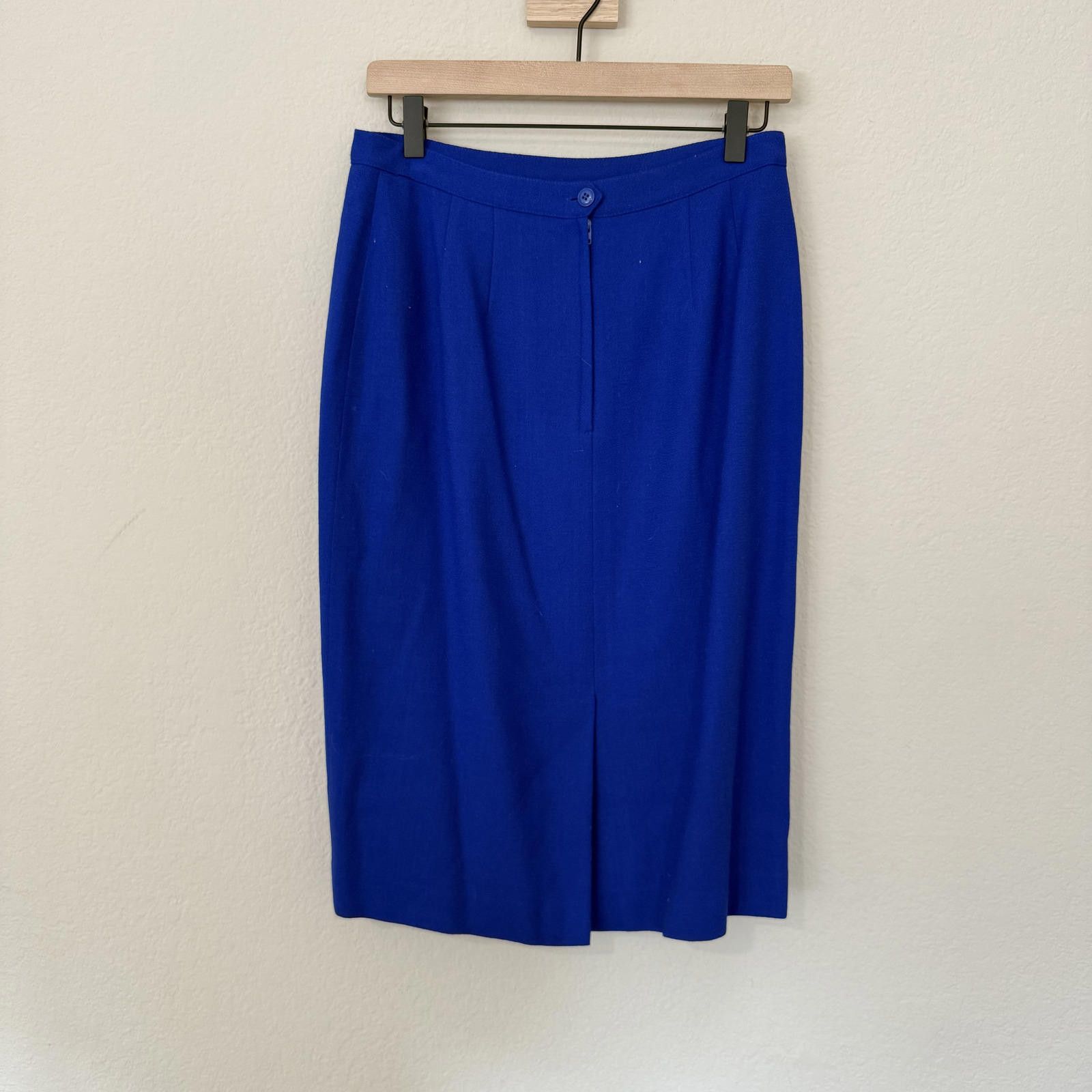 Albert Nipon Albert Nipon Suite Jacket and Skirt Women's 10 Blue Wool Size L / US 10 / IT 46 - 6 Thumbnail