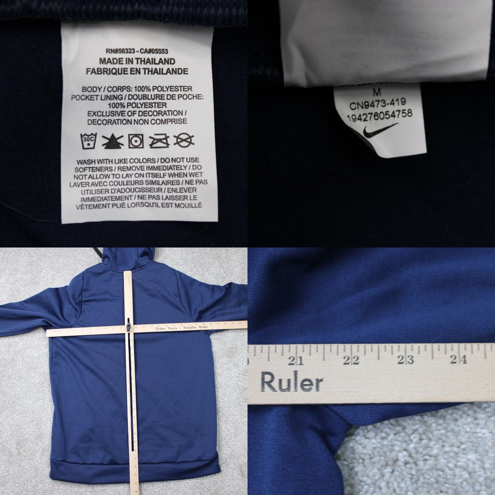 Nike Nike CITY Hoodie Mens Medium Blue Dri-Fit 100% Polyester Pullover Kangaroo Pocket Size US M / EU 48-50 / 2 - 8 Thumbnail