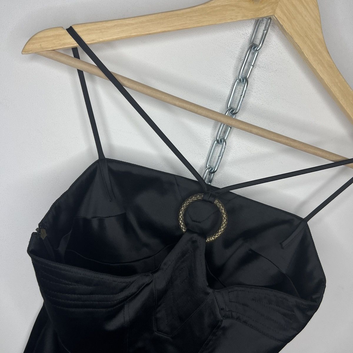Just Cavalli Just Cavalli Black Satin Mini Dress (S) Coquette Y2k Size S / US 4 / IT 40 - 9 Thumbnail
