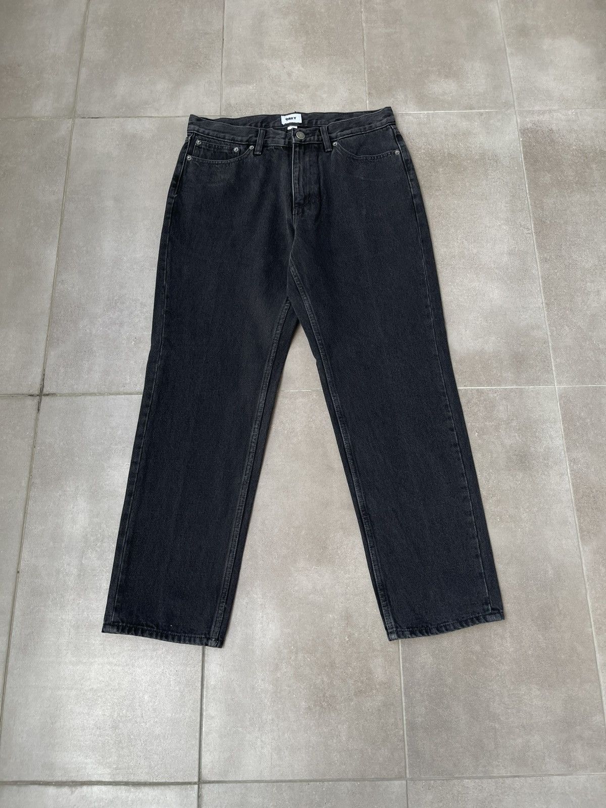 Acne Studios !DS! SS23 Obey Black Washed Loose Leg Denim Work Pants Size US 32 / EU 48 - 1 Thumbnail