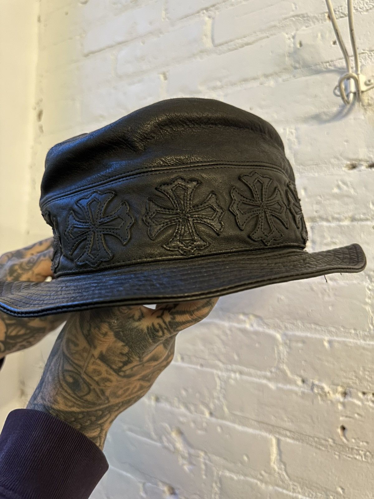 Chrome Hearts CHROME HEARTS LEATHER CROSS PATCH HAT Size ONE SIZE - 2 Thumbnail