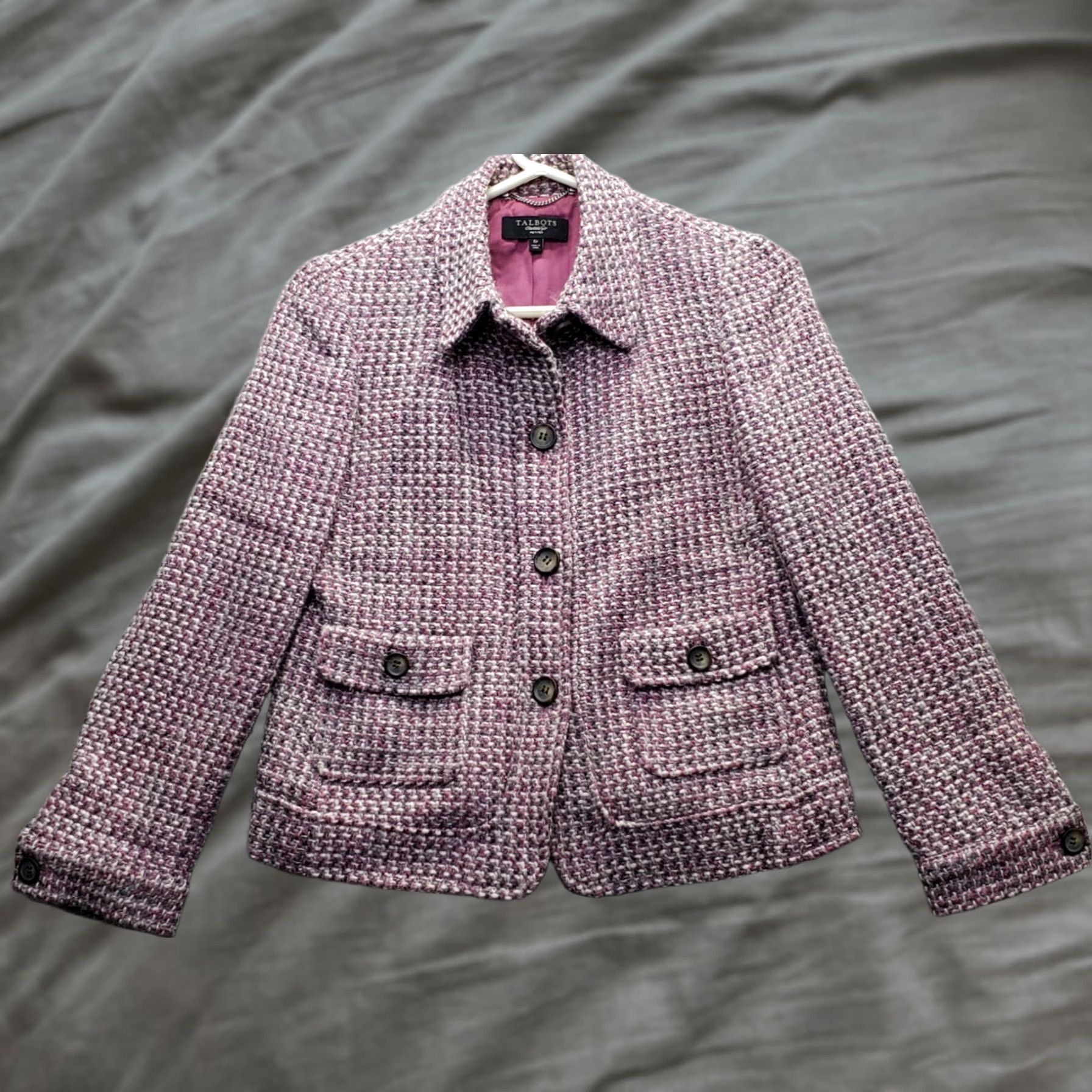 Talbots Talbots Tweed Blazer Jacket Womens Petite 6 Multicolor Wool Blend Button-Up EUC (optimized for search) Size M / US 6-8 / IT 42-44 - 1 Thumbnail