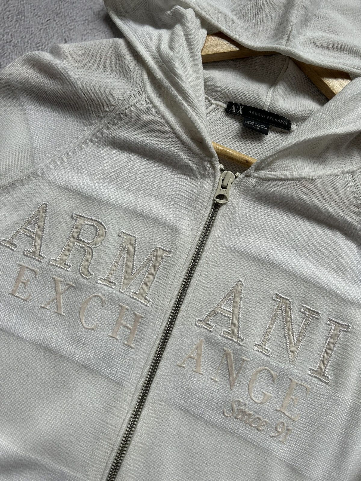 Armani × Vintage Armani Exchange women's Avant-garde zip hooded sweater Size M / US 6-8 / IT 42-44 - 5 Thumbnail