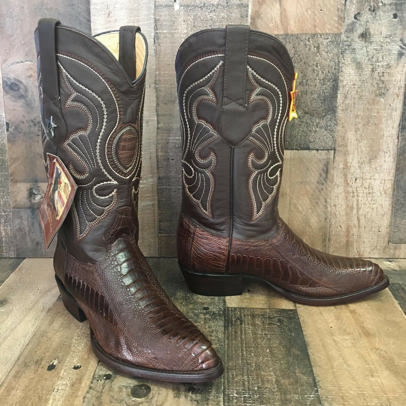 Los Altos Boots - Mens Dress Cowboy Boot - Low Priced Smooth Ostrich Boots- in Burgundy main image 1
