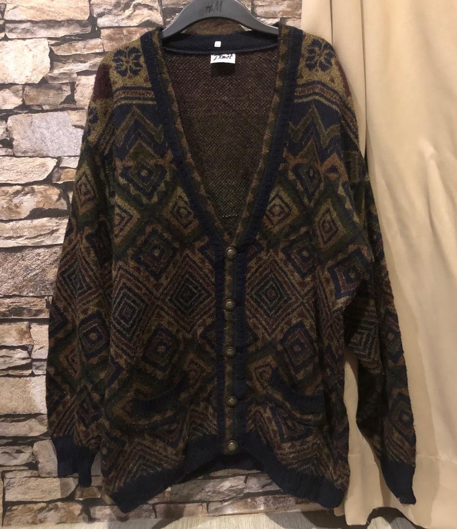 Other Vintage Italian Knit Cardigan Wool Pattern XL Boxy Size US XL / EU 56 / 4 - 1 Thumbnail