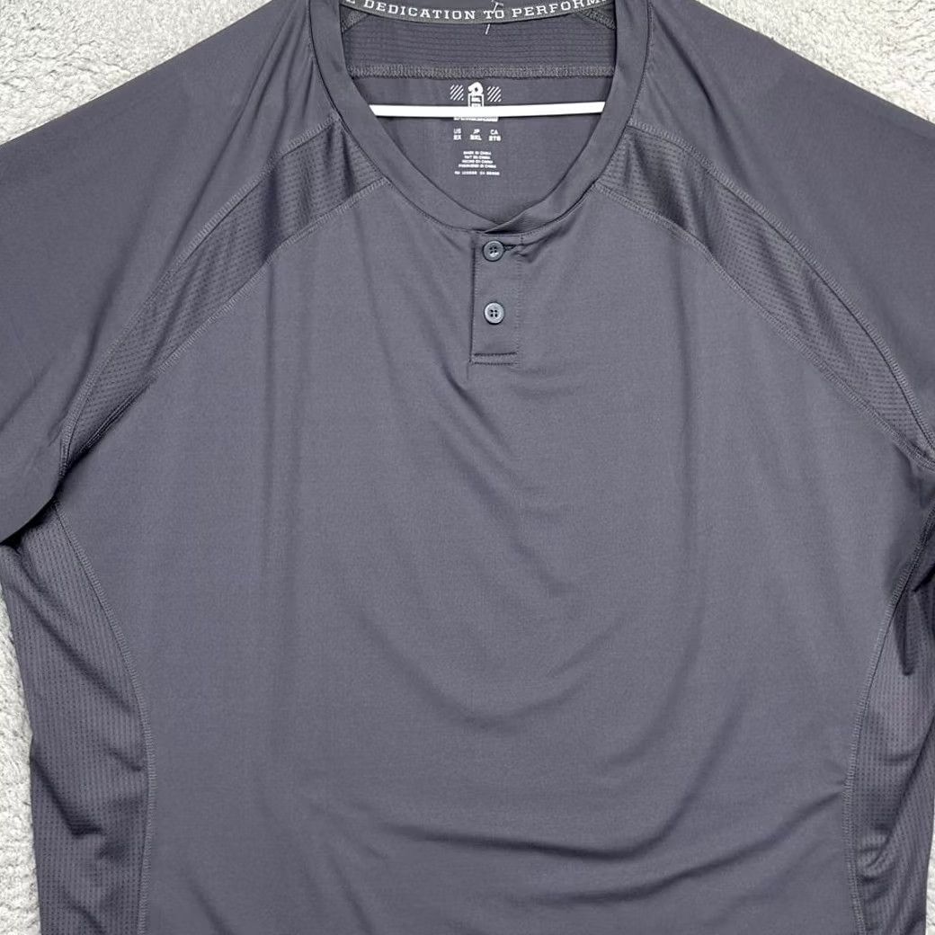 Vintage DeMarini Shirt Mens 2XL Grey Henley Performance Tee Short Sleeve Stretch Athletic Tee Size US XXL / EU 58 / 5 - 2 Thumbnail