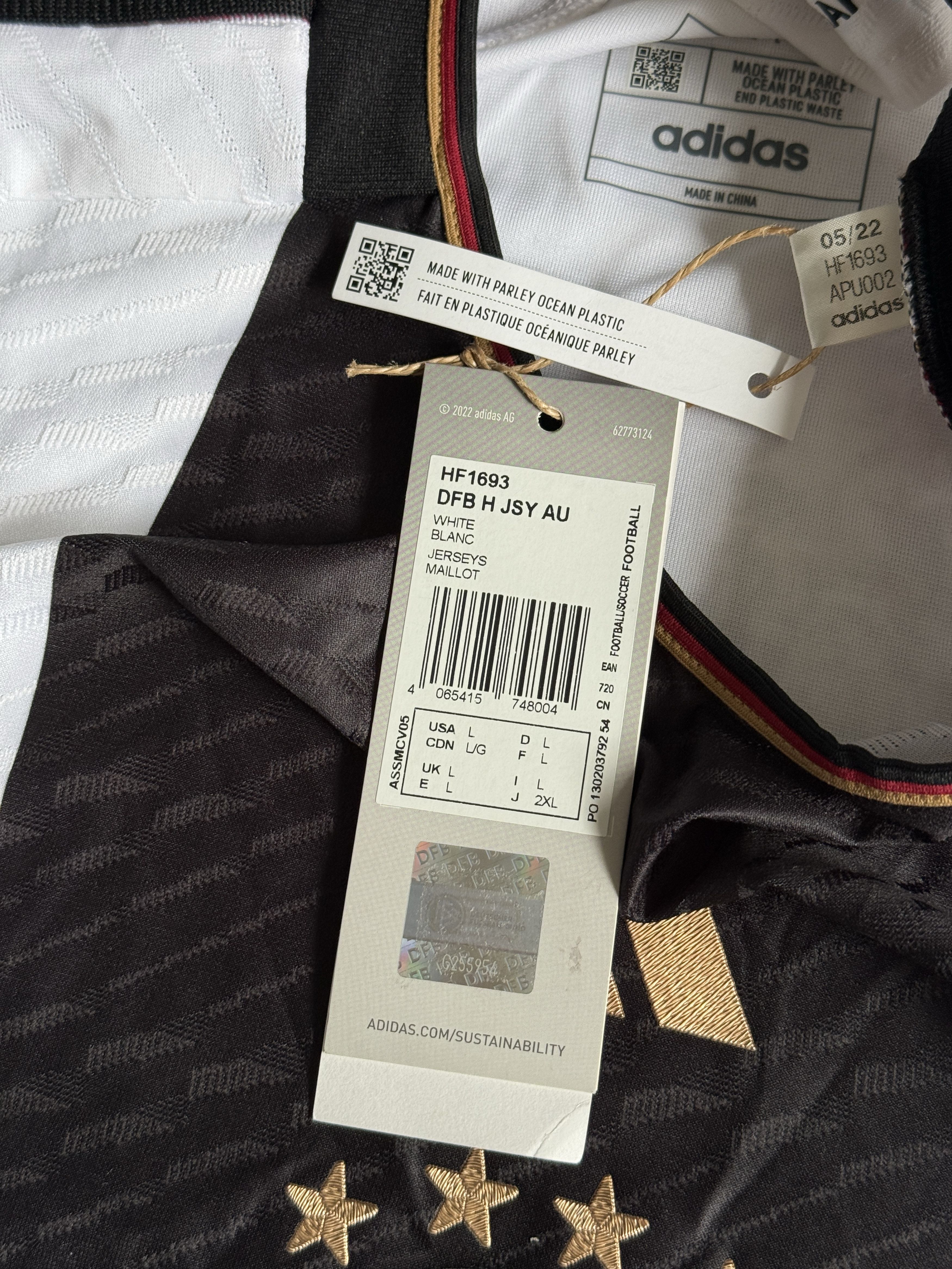 Adidas GERMANY 22/23 SHIRT JERSEY FOOTBALL HEAT.RDY ADIDAS SIZE L Size US L / EU 52-54 / 3 - 6 Thumbnail