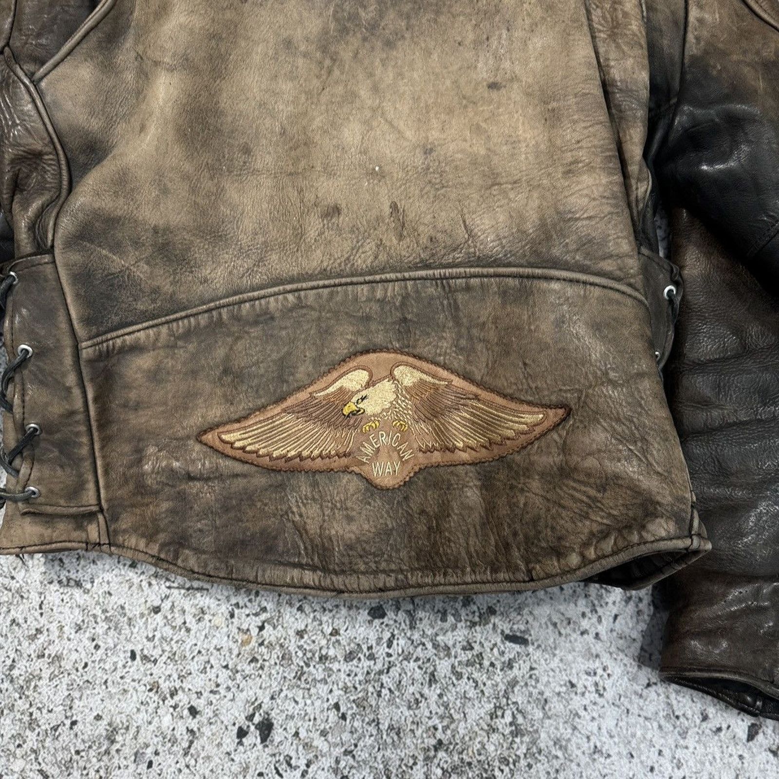 Vintage 90s Aged Faded Leather Motorcycle Jacket ERD Grunge Biker Size US L / EU 52-54 / 3 - 17 Thumbnail