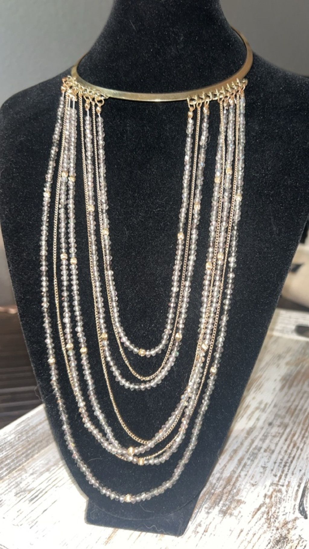 The Unbranded Brand Women's Gold and Gray Beaded Layered Necklace, One Size Size ONE SIZE - 1 Thumbnail