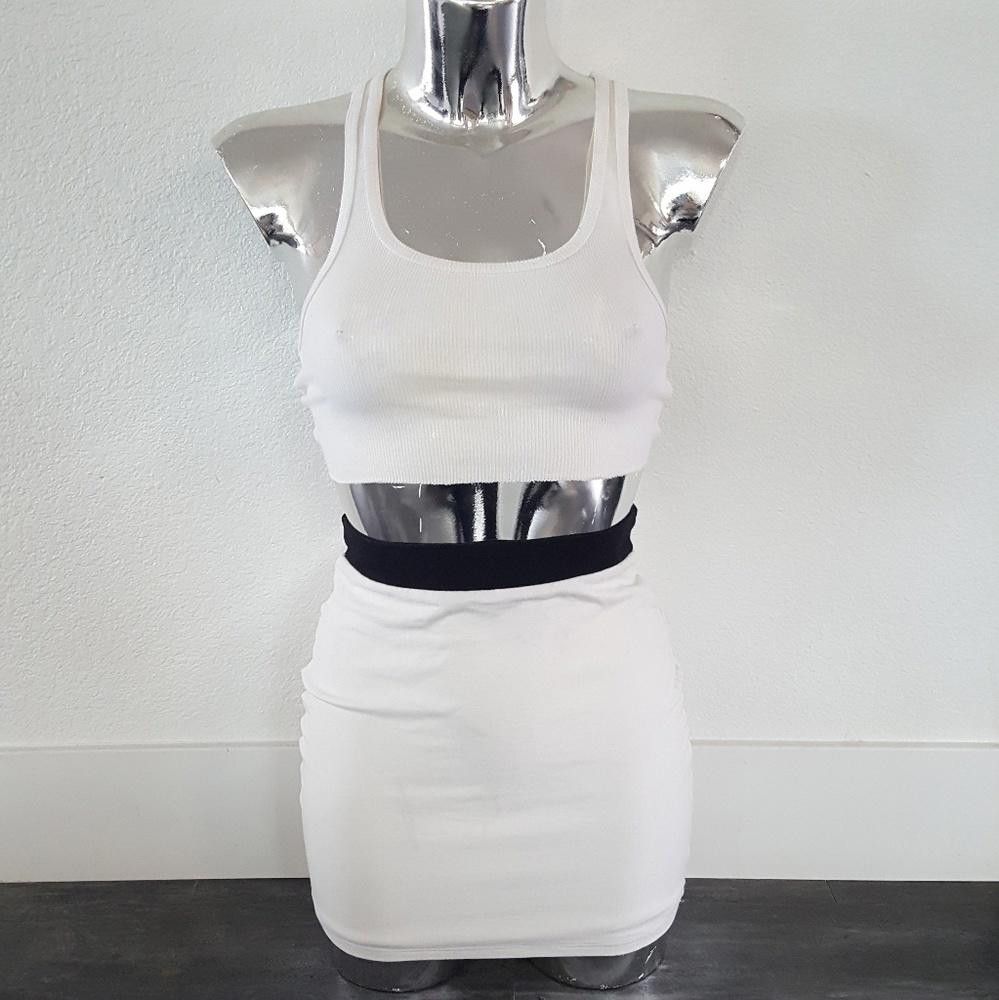 Lulus White Black Banded Lulu's High Waisted Mini Size 28" / US 6 / IT 42 - 1 Thumbnail