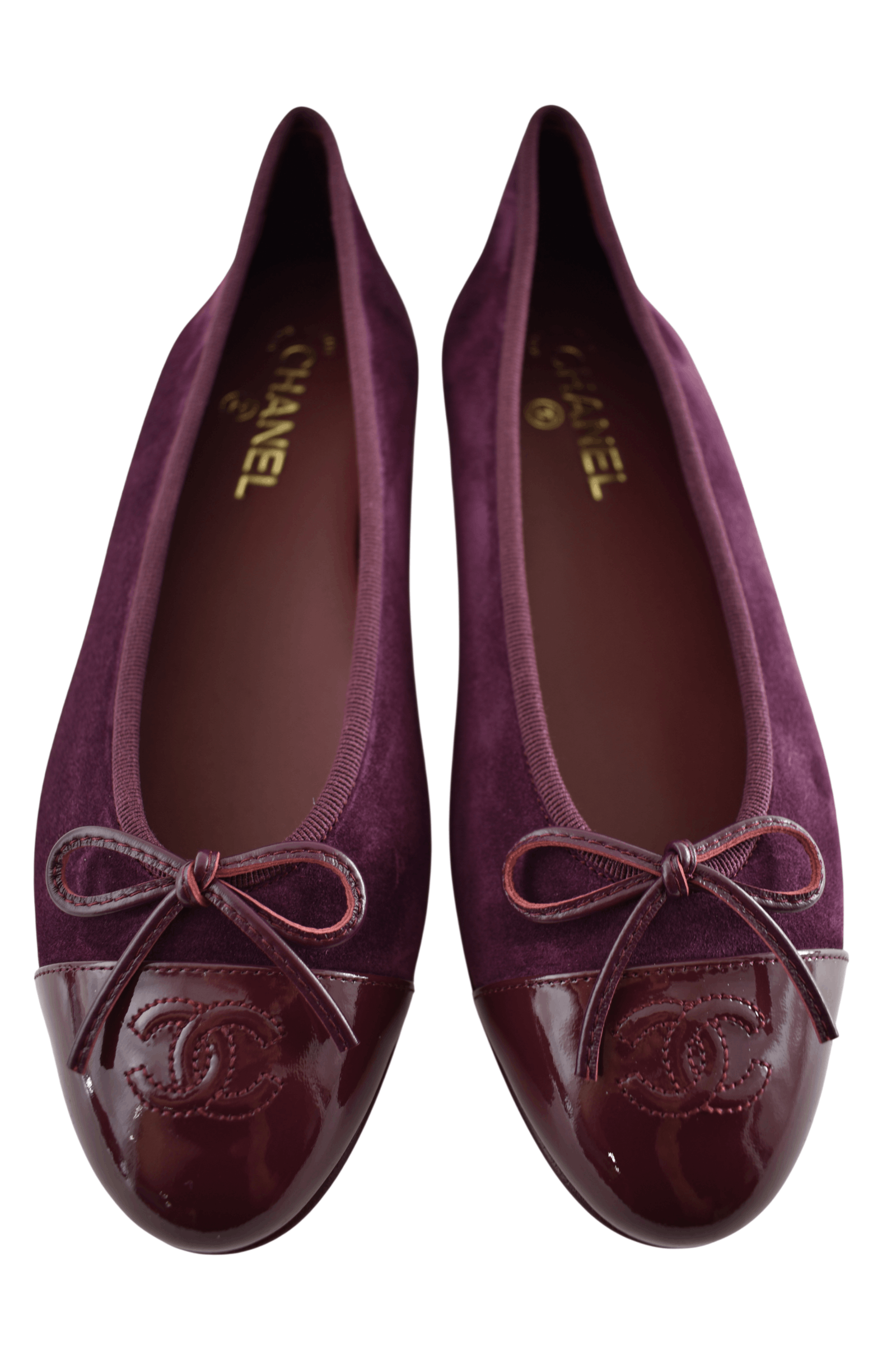 Chanel 26A Burgundy Purple Suede CC Logo Ballet Ballerina Flat 41 Size US 11 / IT 41 - 1 Thumbnail