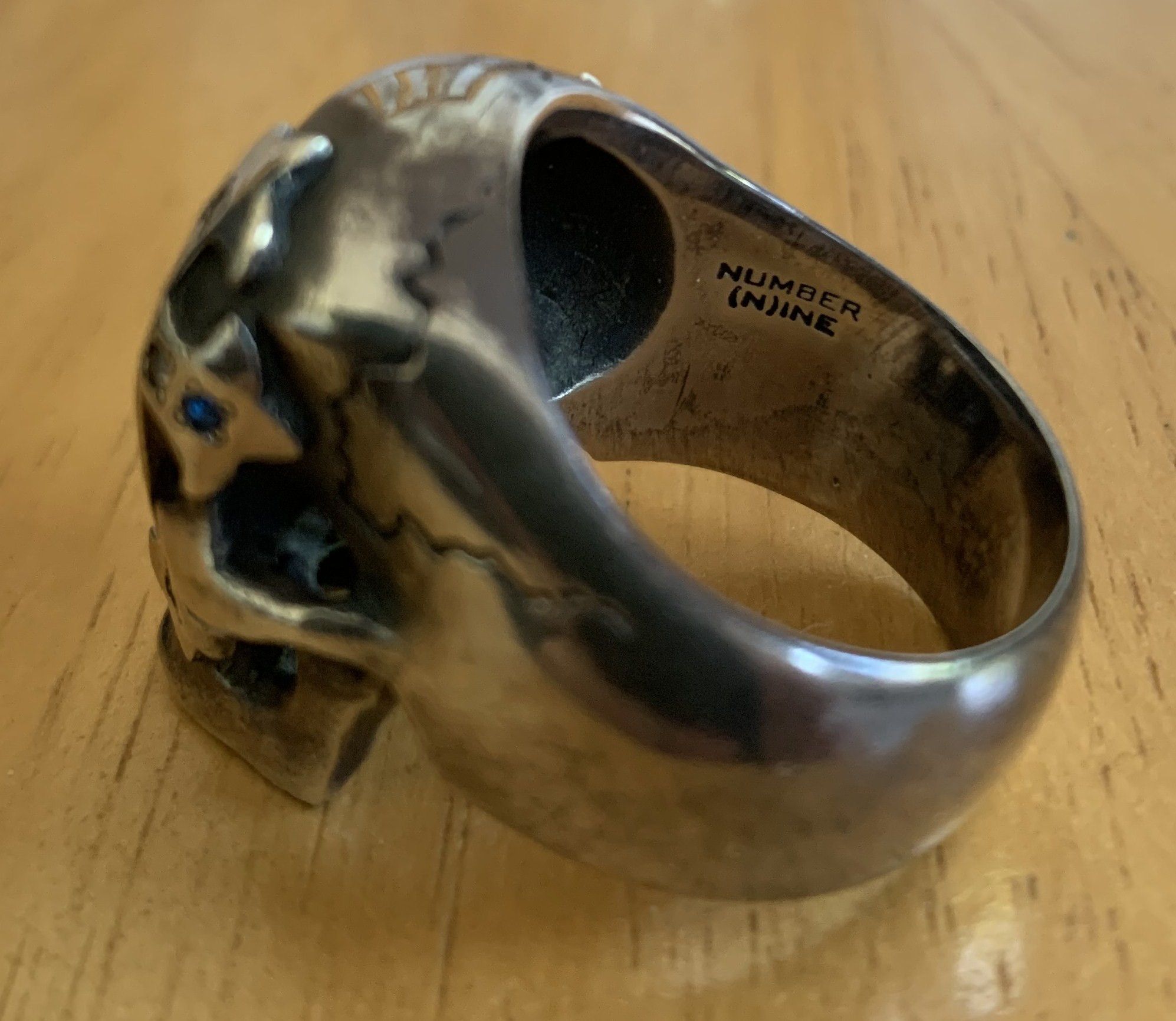 Number (N)ine SS05 "Nightcrawler" Bejeweled Silver Skull Ring w/ box Size ONE SIZE - 9 Thumbnail